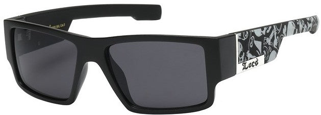 Locs 8LOC91085-SKL Skull & Spiderweb Sunglasses – Glossy Black Tough Wrap Shades with UV400 Smoke Lenses