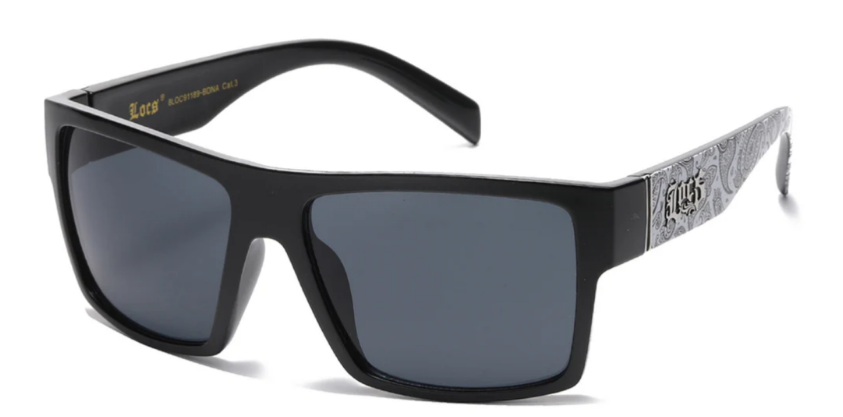 Locs 8LOC91189-BDNA Black Square Wrap Sunglasses | Bold Urban Streetwear Shades | New Edge Gifts & Novelties