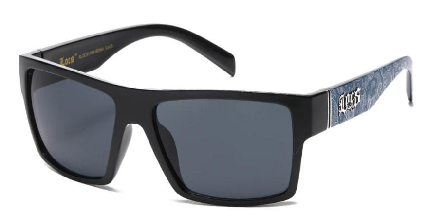 Locs 8LOC91189-BDNA Black Square Wrap Sunglasses | Bold Urban Streetwear Shades | New Edge Gifts & Novelties