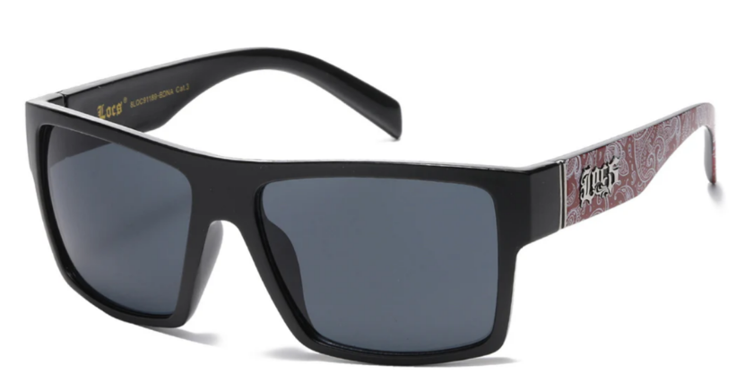 Locs 8LOC91189-BDNA Black Square Wrap Sunglasses | Bold Urban Streetwear Shades | New Edge Gifts & Novelties