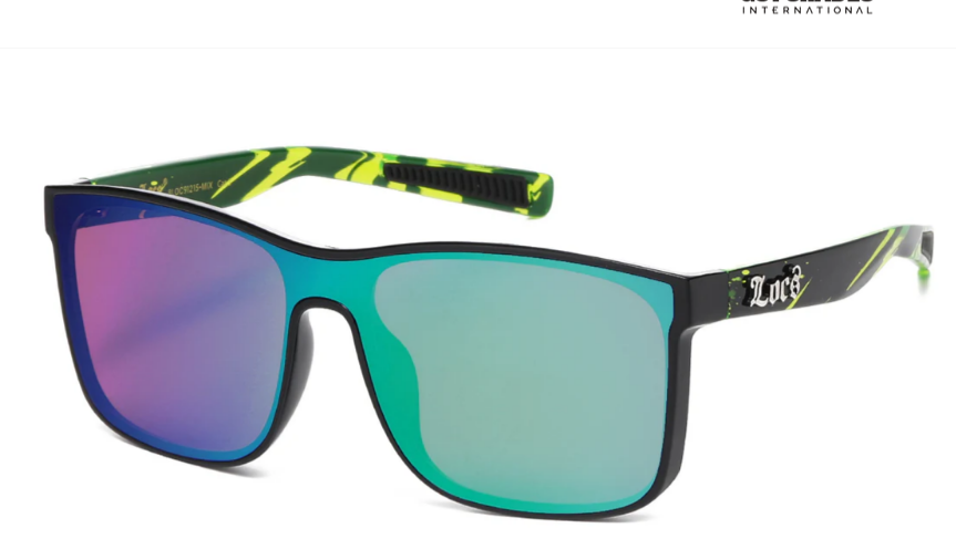 Locs 8LOC91215-MIX Square Wrap Sunglasses – Black Frame, Multi-Color Mirror Lenses, UV Protection
