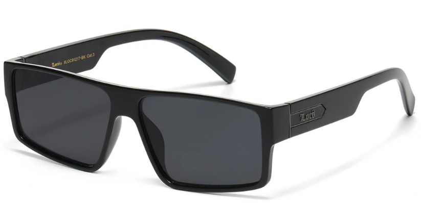 Locs 8LOC91217-BK Black Square Wrap Sunglasses | Bold Urban Streetwear Shades | New Edge Gifts & Novelties