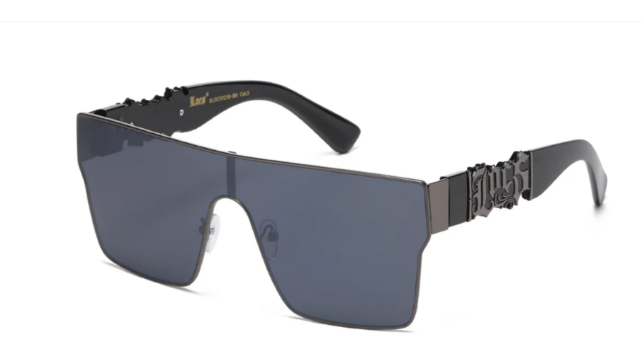 8LOC91218-BK Unisex Locs Sunglasses – Smoke Lens, Square Wrap Style by New Edge Eyewear