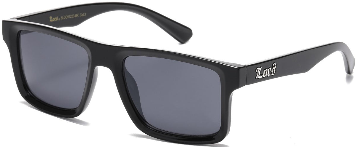 Locs 8LOC91223-BK Square Wrap Sunglasses – Black Frame with Smoke Lenses