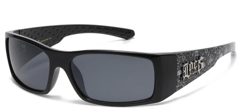 Locs 8LOC91225-SKL Black Sportwrap Sunglasses with Skull Print | Tough Urban Street Shades | New Edge Gifts & Novelties