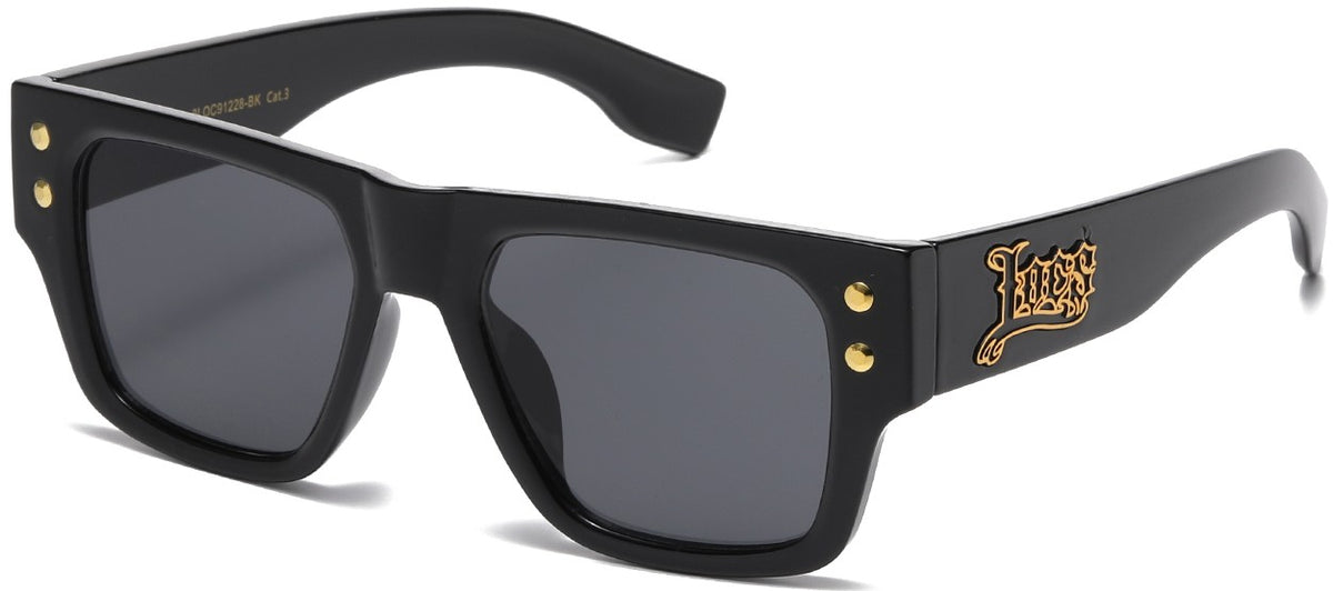 Locs 8LOC91228-BK Square Wrap Sunglasses – Black Frame with Smoke Lenses