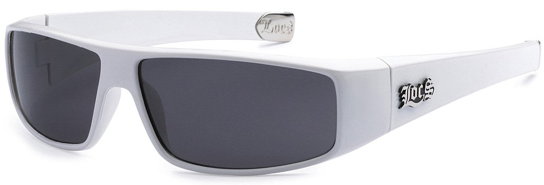 Locs 8LOC91269-WHT Wrap Sunglasses – White Frame Smoke Lens UV400 Protection, Men’s Streetwear Shades Bold Locs Eyewear