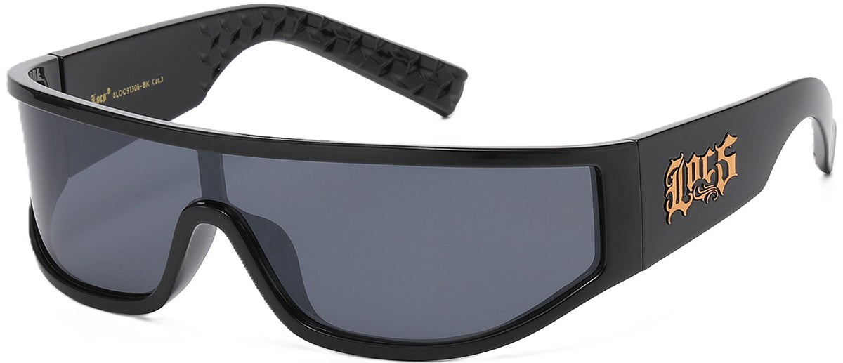 Locs 8LOC91308-BK Oversized Shield Sunglasses – Black Frame Smoke Lens Streetwear Shades