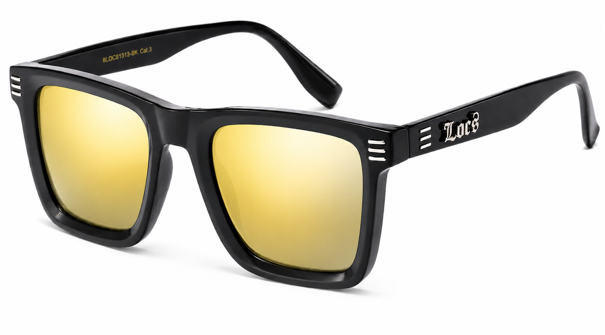Locs 8LOC91323-BKCM Square Frame Sunglasses – Black Frame with Smoke Grey Lenses – UV400 Streetwear Shades