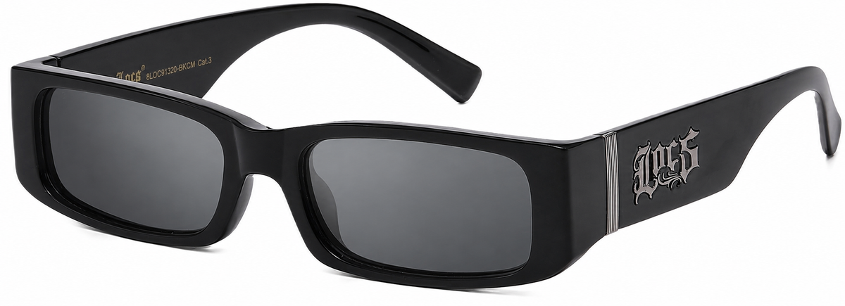 Locs 8LOC91320-BKCM Men's Rectangle Sunglasses – Black Frame with Blue Color Mirror Lenses – Streetwear UV400 Shades