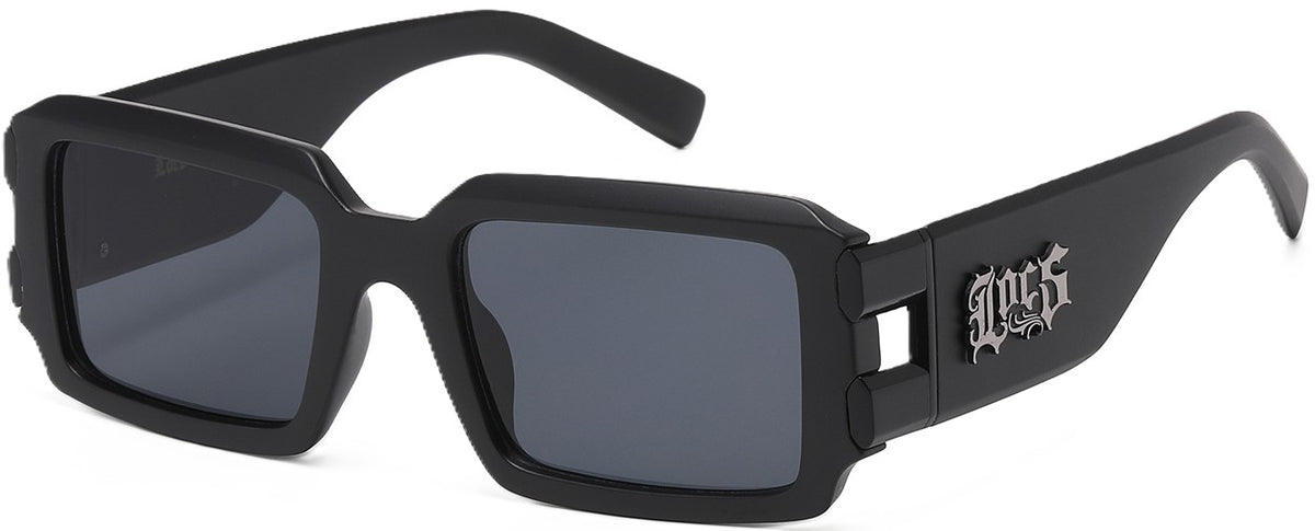 Locs 8LOC91336-MB Matte Black Rectangle Sunglasses – Urban Streetwear Shades with Smoke Lenses