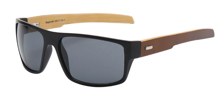 Superior 8SUP89012 Sporty Square Wrap Sunglasses – Eco-Friendly Bamboo Temples, Unisex Outdoor Shades