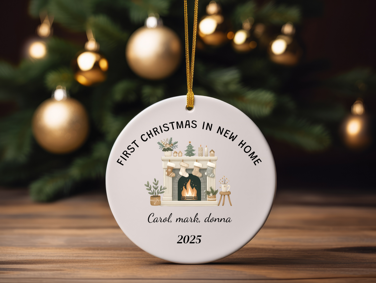 First Christmas in Our New Home Personalized Ornament — Custom Name Holiday Keepsake Gift