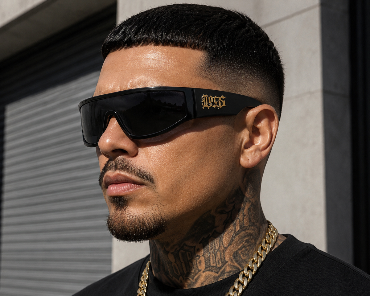 Locs 8LOC91308-BK Oversized Shield Sunglasses – Black Frame Smoke Lens Streetwear Shades