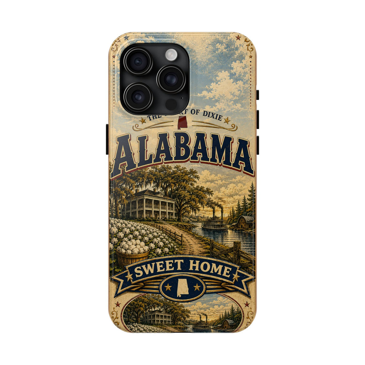 Alabama Faux Patchwork Phone Case Sweet Home Alabama Retro Travel Poster Southern State Pride Cover