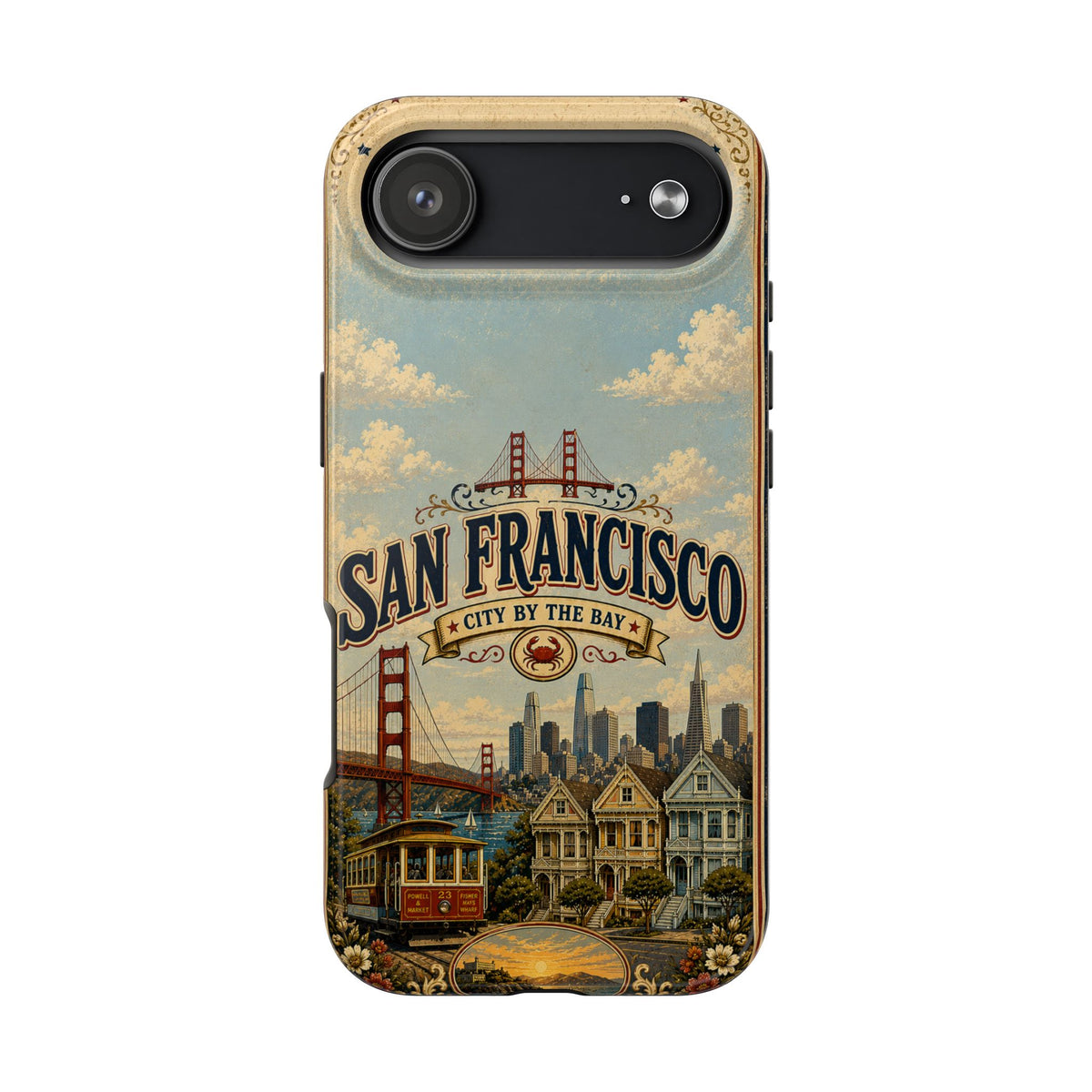 San Francisco Faux Patchwork Phone Case Vintage California Travel Landmark Skyline Cover