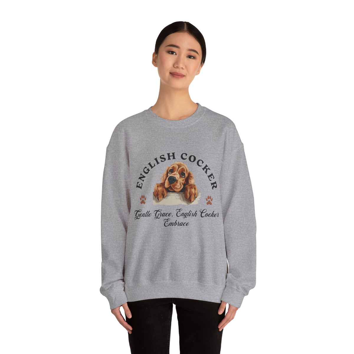 English Cocker Spaniel Sweatshirt – Gentle Grace & Cocker Embrace – Unisex Dog Lover Pullover