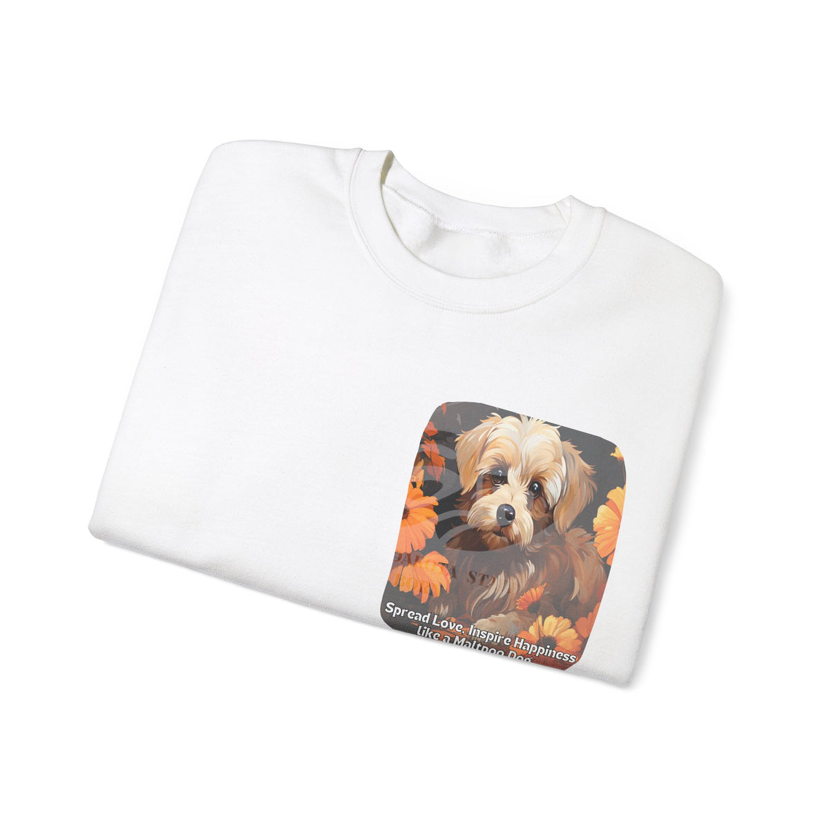 Maltipoo Dog Love Sunflower Sweatshirt – 'Spread Love, Inspire Happiness' – Unisex Designer Dog Pullover