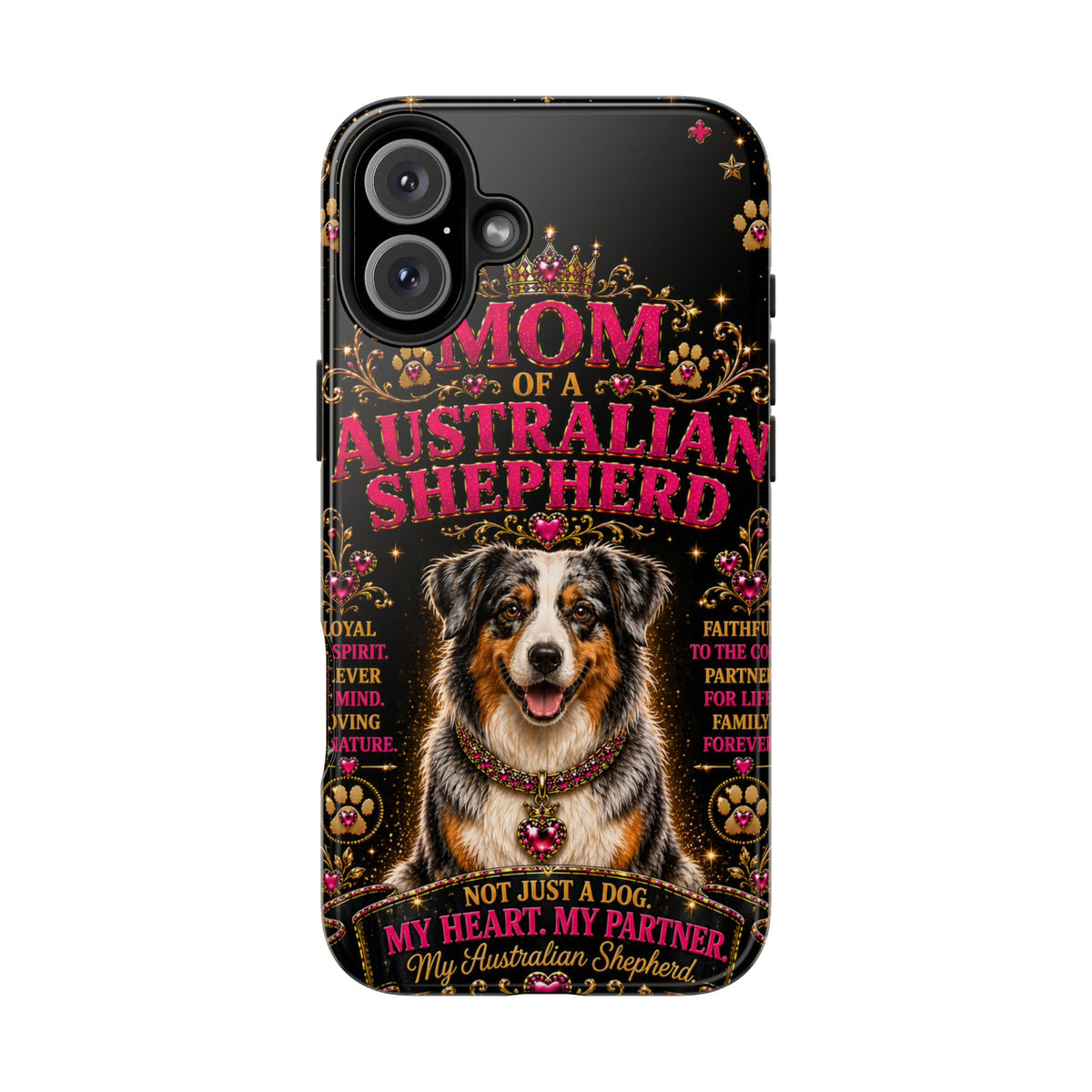 Australian Shepherd Dog Mom Glitter Phone Case My Heart My Partner Vintage Aussie Lover Gift for iPhone & Samsung