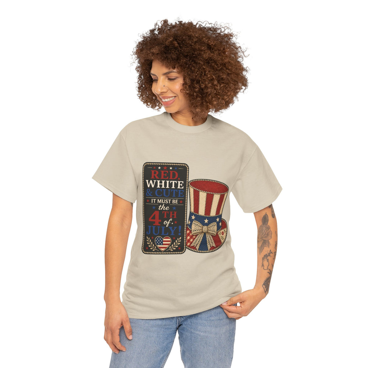 Patriotic 4th of July Tee – "Red, White & I Must Be the 4th" Uncle Sam Hat Design