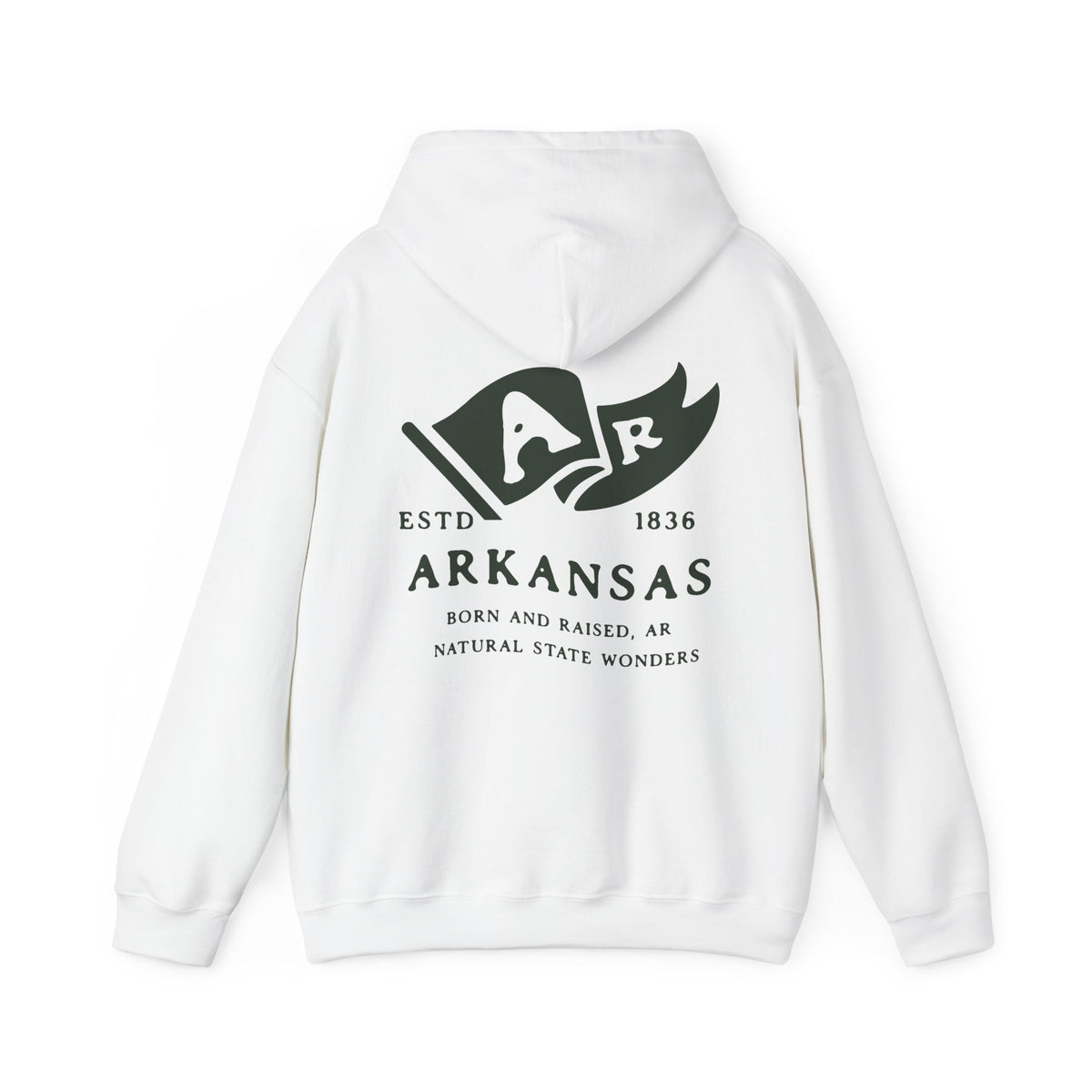 Arkansas State Born and Raised Unisex Hoodie - Natural State Pride Design
