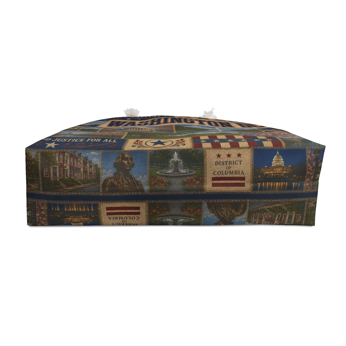 Washington DC Weekender Bag Nations Capital Faux Patchwork Travel Tote Liberty Justice Patriotic Souvenir Gift