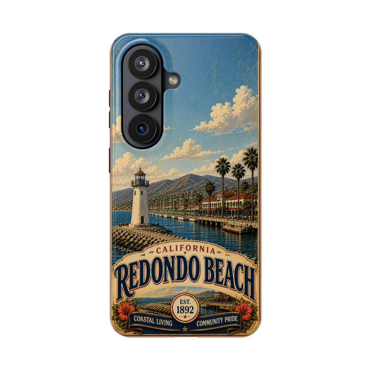 Redondo Beach Vintage Lighthouse Tough Phone Case — California Coastal iPhone Cover