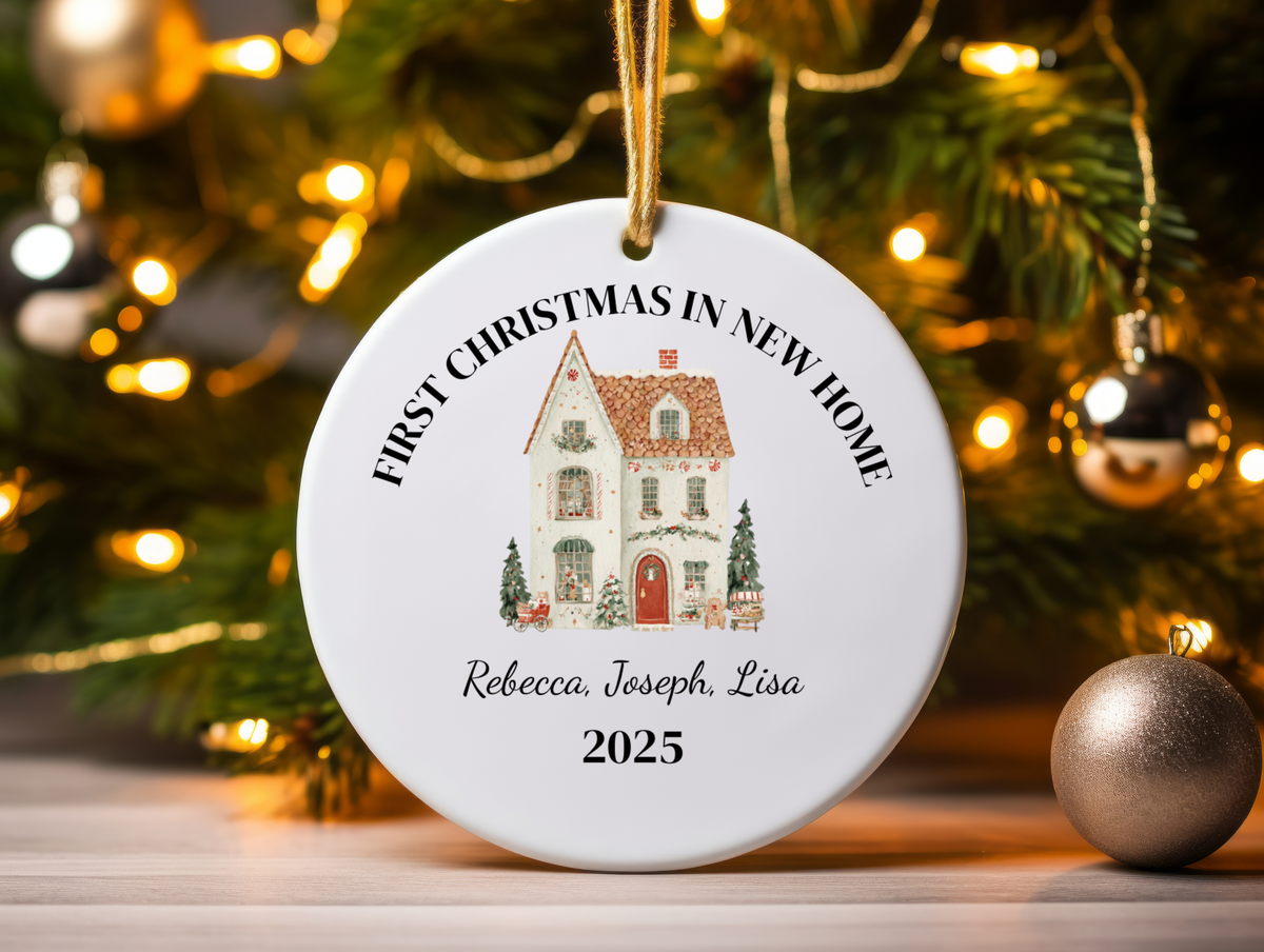 First Christmas in Our New Home Personalized Ornament  Custom Name Holiday Keepsake 2025