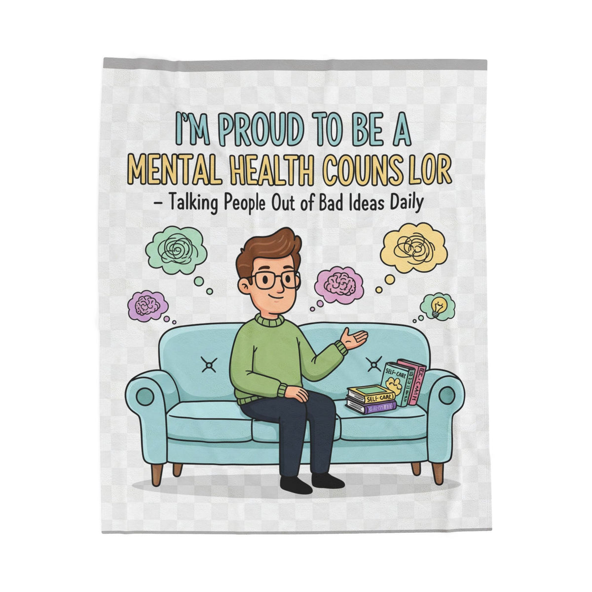 Mental Health Counselor Velveteen Blanket – Funny Therapy & Support Cozy Throw