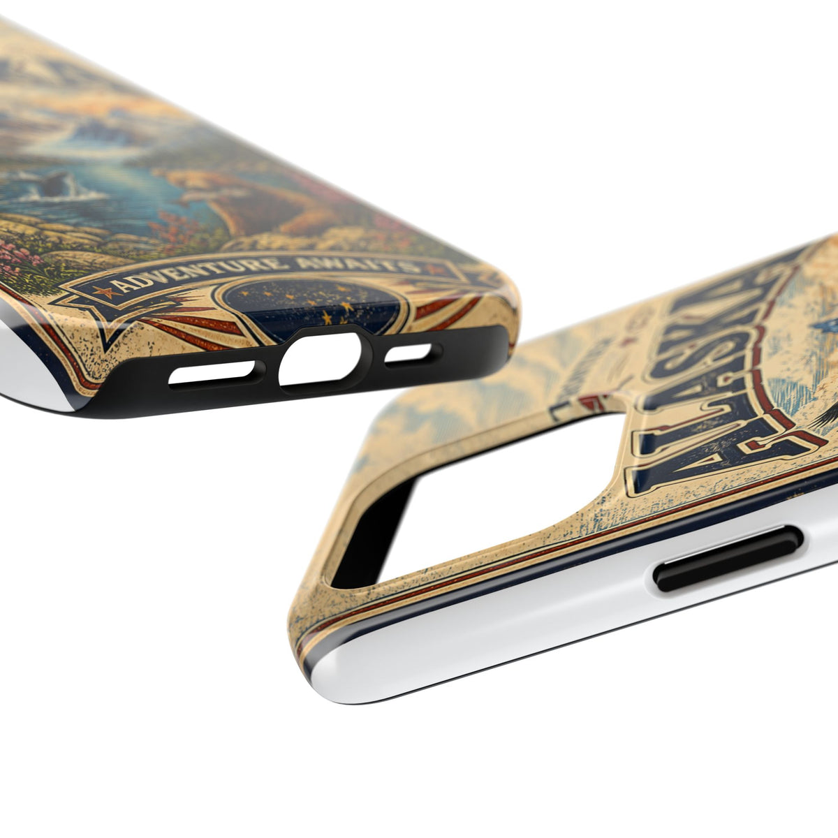 Alaska Faux Vintage Phone Case The Last Frontier Retro Travel Poster Style Adventure Awaits Wildlife iPhone Samsung Case