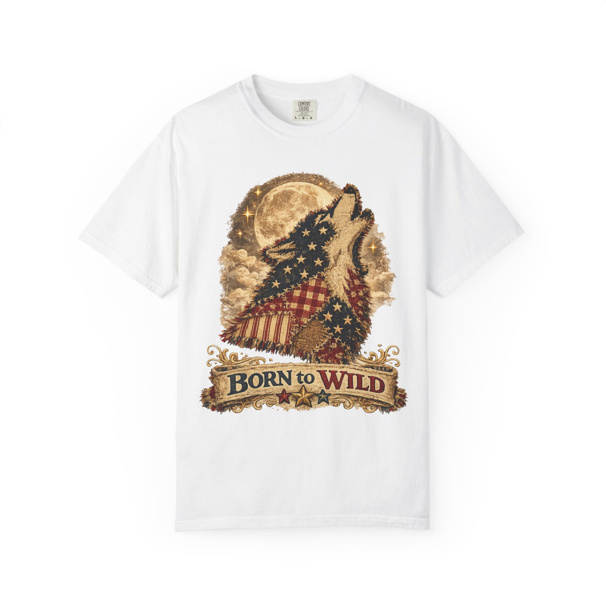 Born to Wild American Flag Wolf T-Shirt