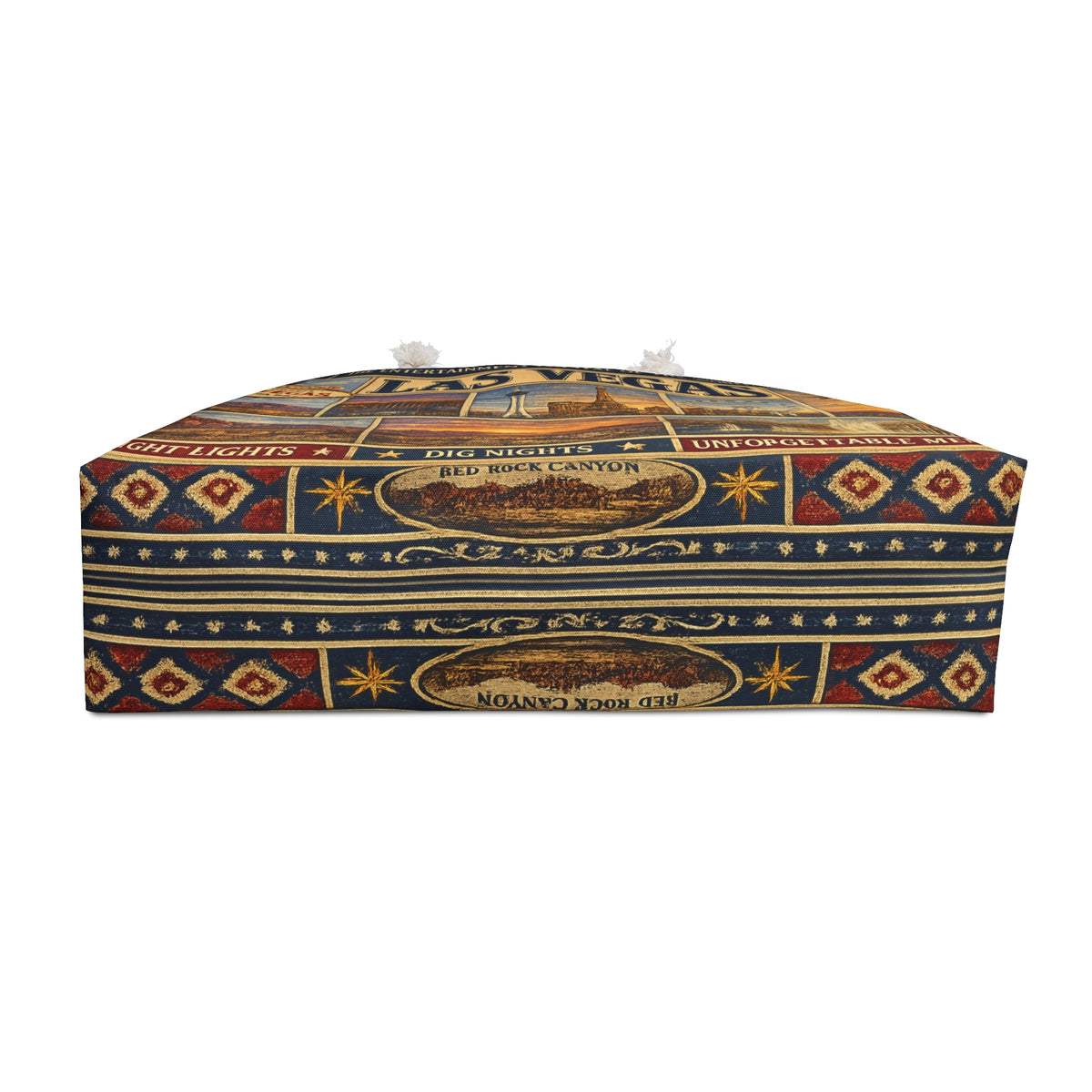 Las Vegas Nevada Weekender Bag Entertainment Capital of the World Faux Patchwork Travel Tote Vintage Strip Getaway Gift