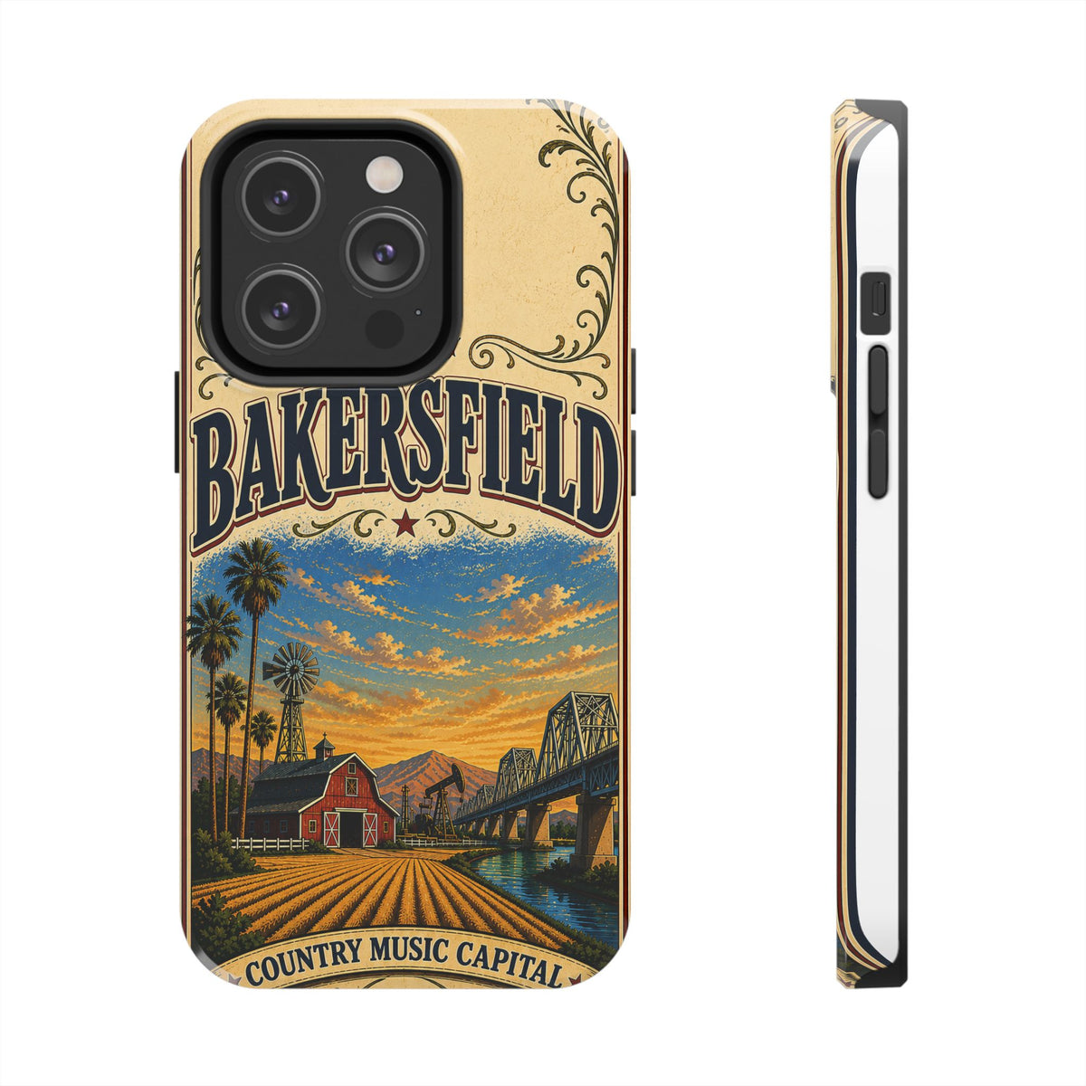 Bakersfield California Vintage Travel Phone Case Country Music Capital Retro Oil Fields Farmland Cover