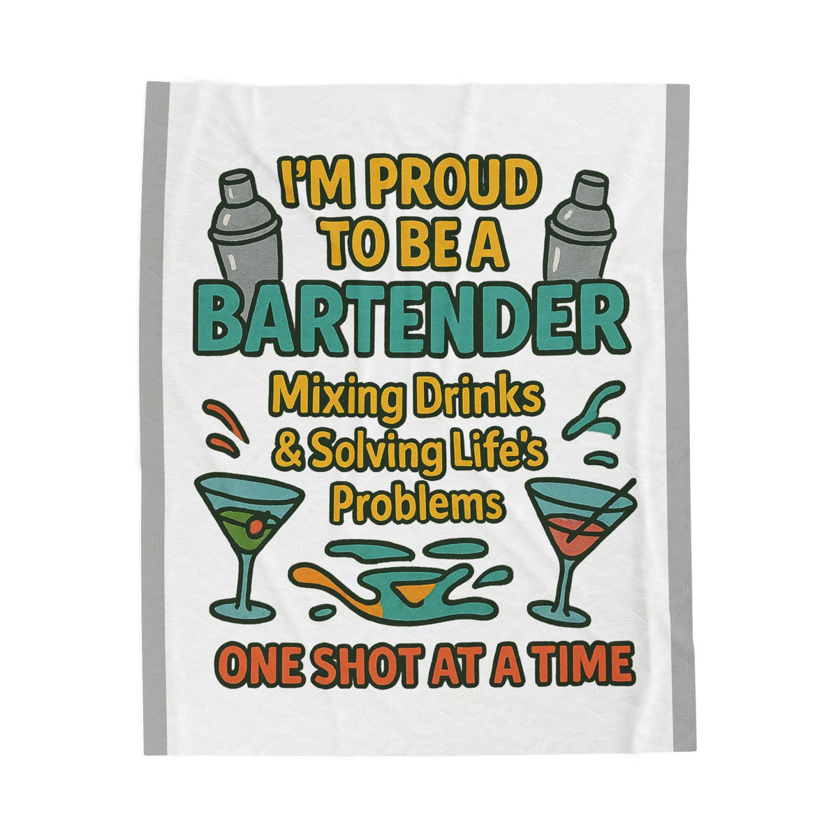 Bartender Velveteen Blanket – Funny Cocktail Mixing Gift Throw with Slogan