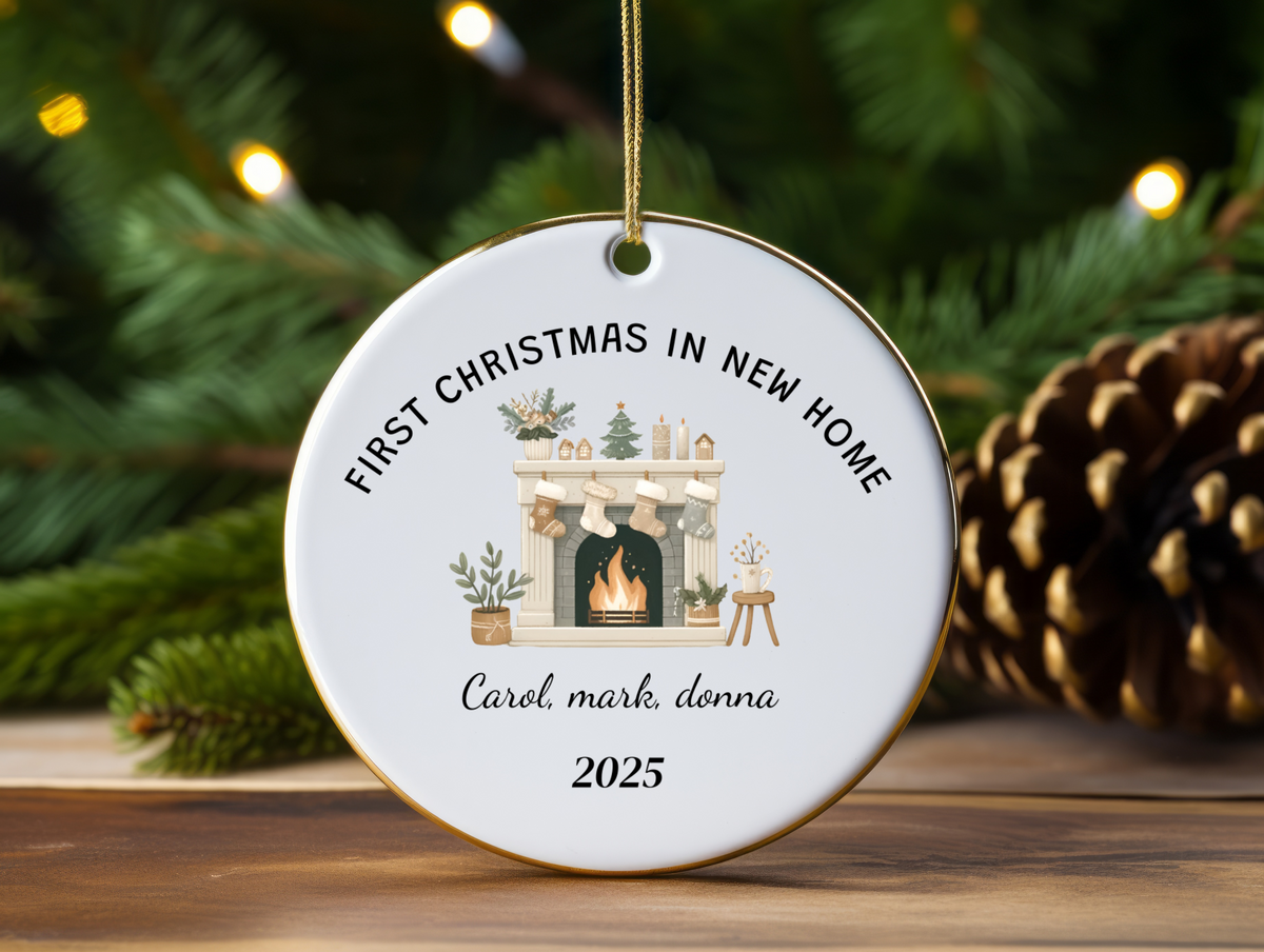 First Christmas in Our New Home Personalized Ornament — Custom Name Holiday Keepsake Gift