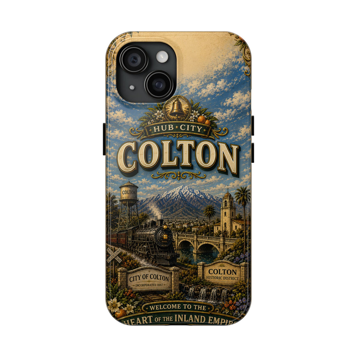 Colton California Vintage Travel Phone Case Hub City Railroad Retro Train Landmark Cover