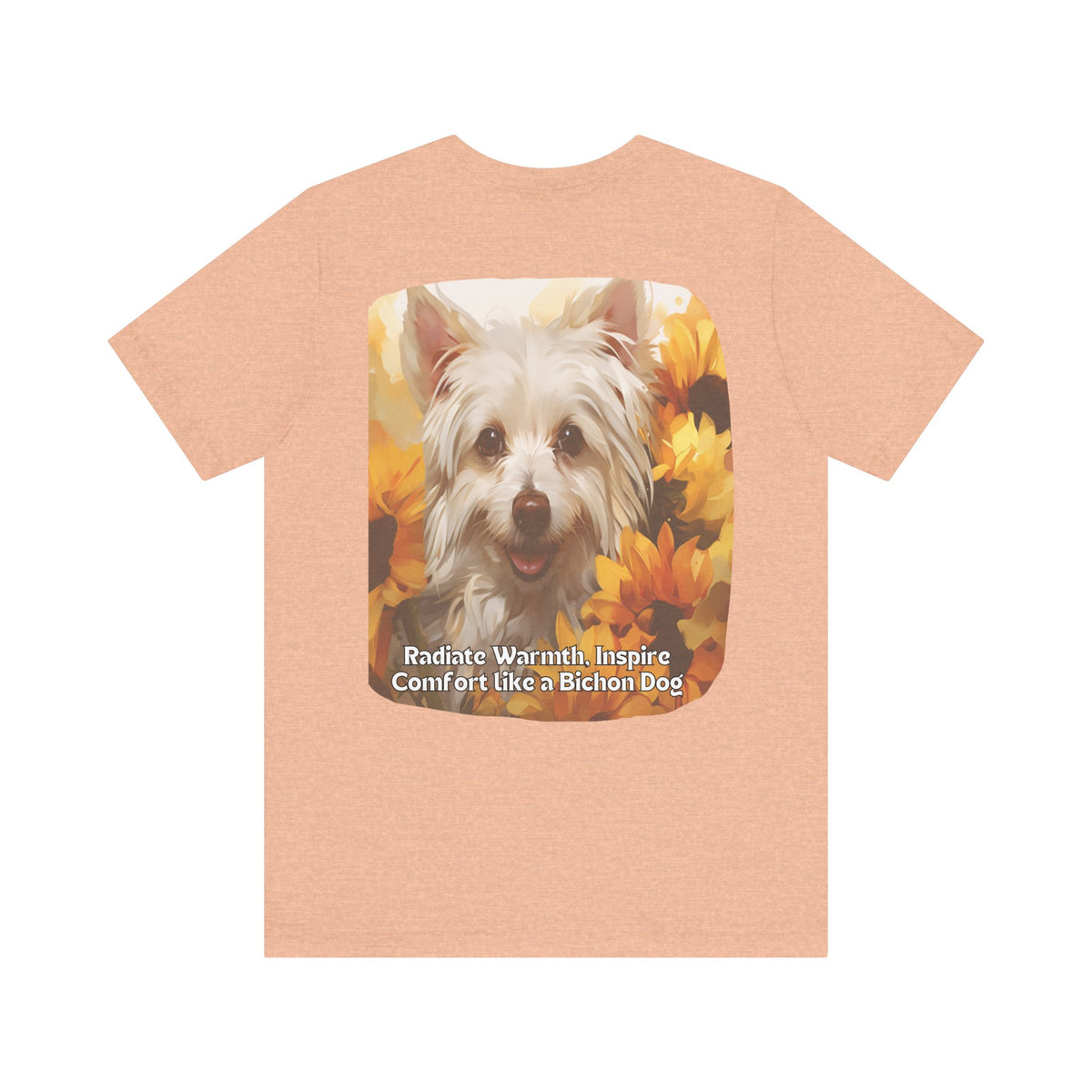 Copy of White Dog Sunflower Tee – 'Pure Beauty, Bright Spirit' Front & Back Design