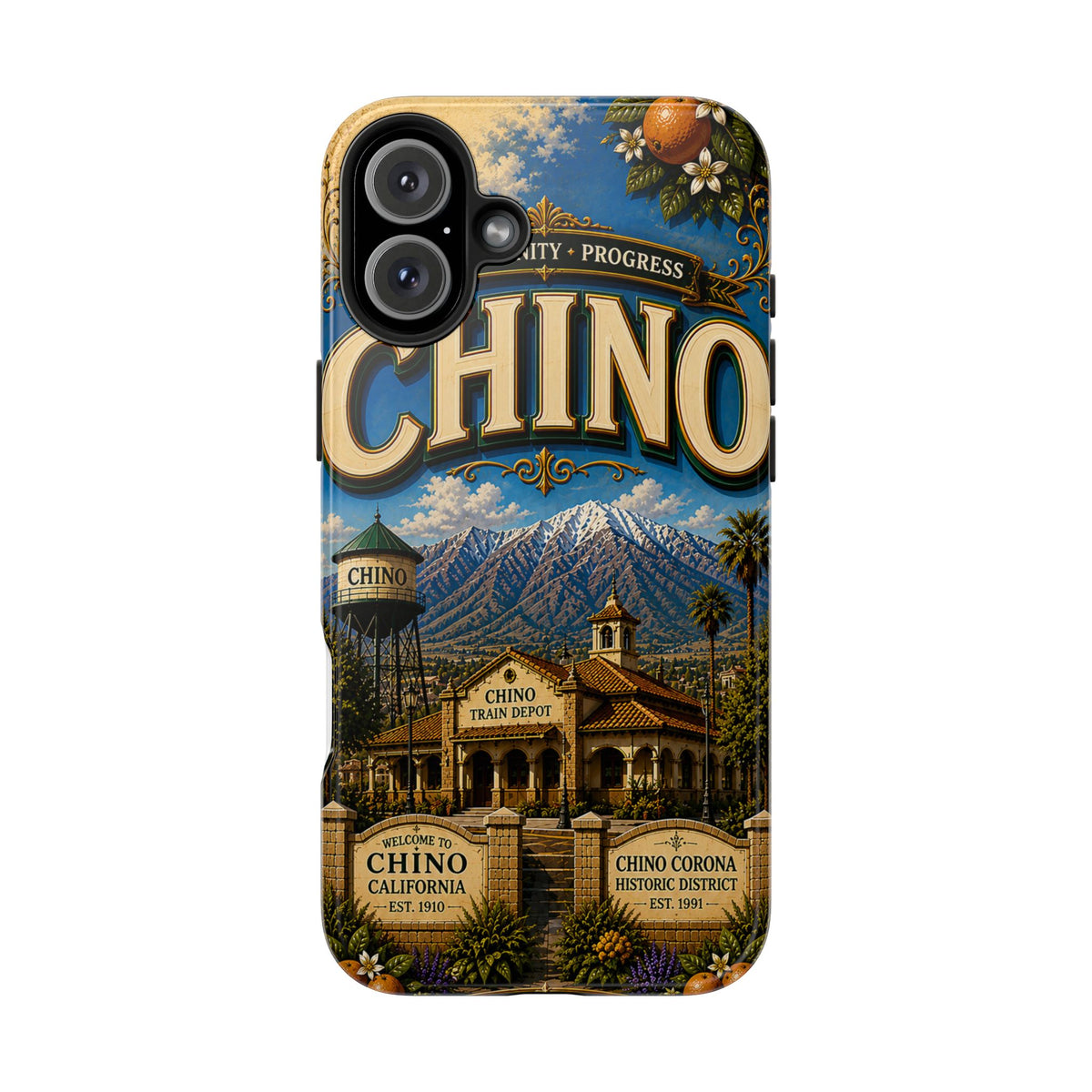 Chino Vintage Travel Phone Case — Retro California Cityscape Tough Case