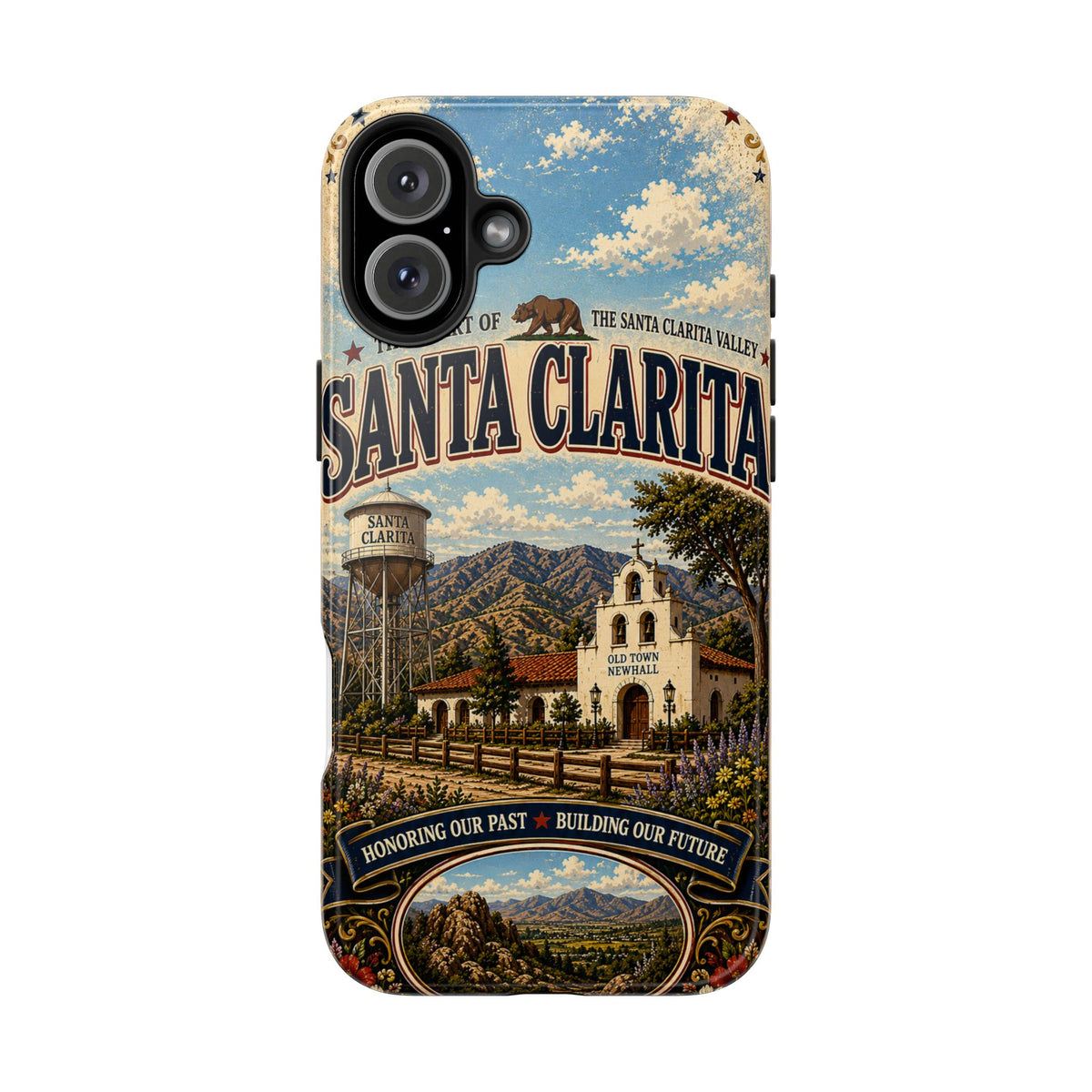 Santa Clarita Faux Patchwork Phone Case Vintage California Valley Travel Landmark Cover