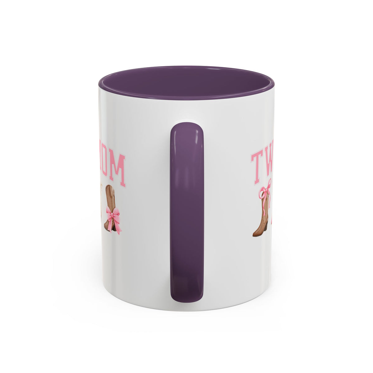 Twin Mom Letters Coffee Mug with Cowboy Boots and Bow – 11oz & 15oz Accent Mug – Cute Western Gift for Twin Moms