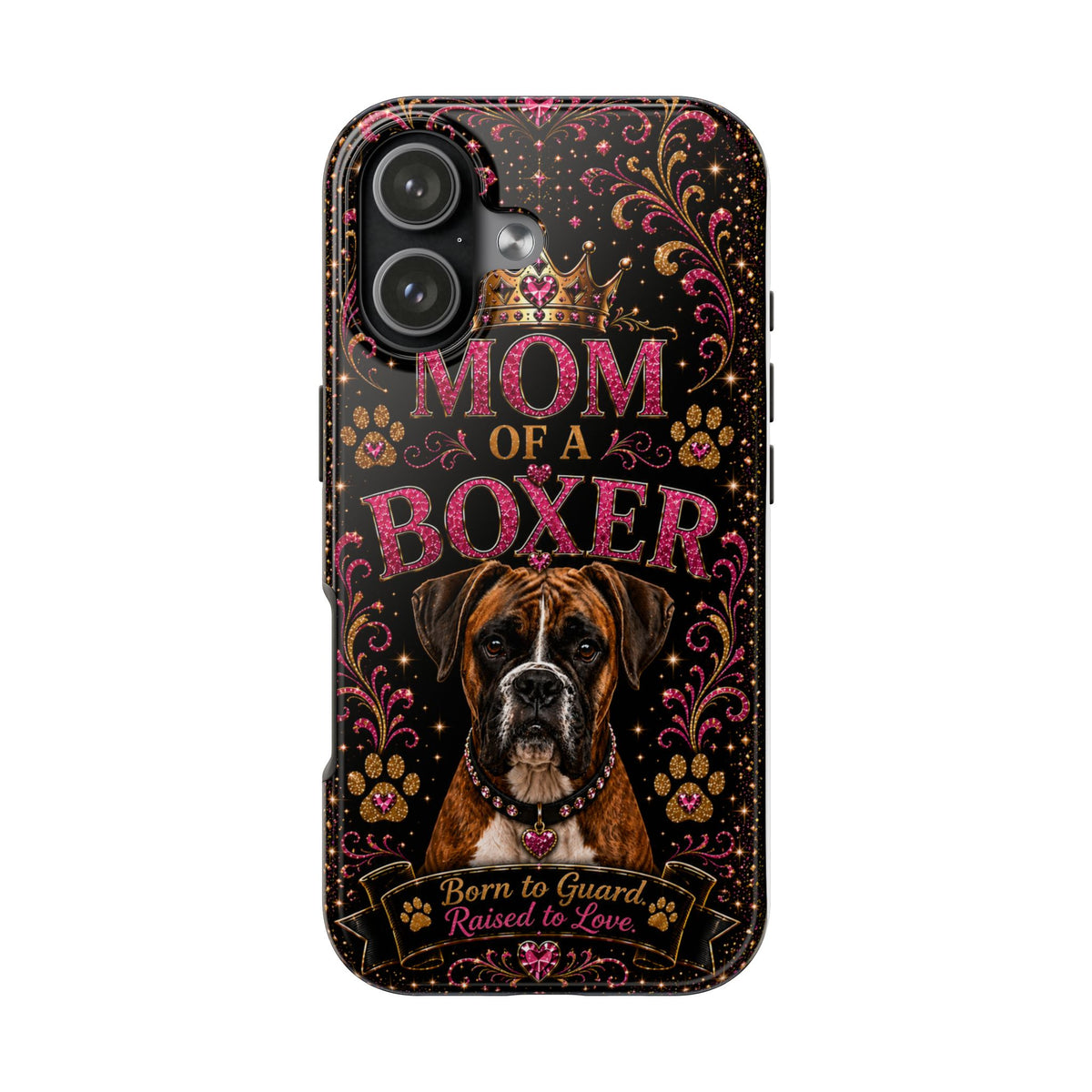 Mom of a Boxer Glitter Phone Case Born to Guard Raised to Love Vintage Dog Lover Gift Cover