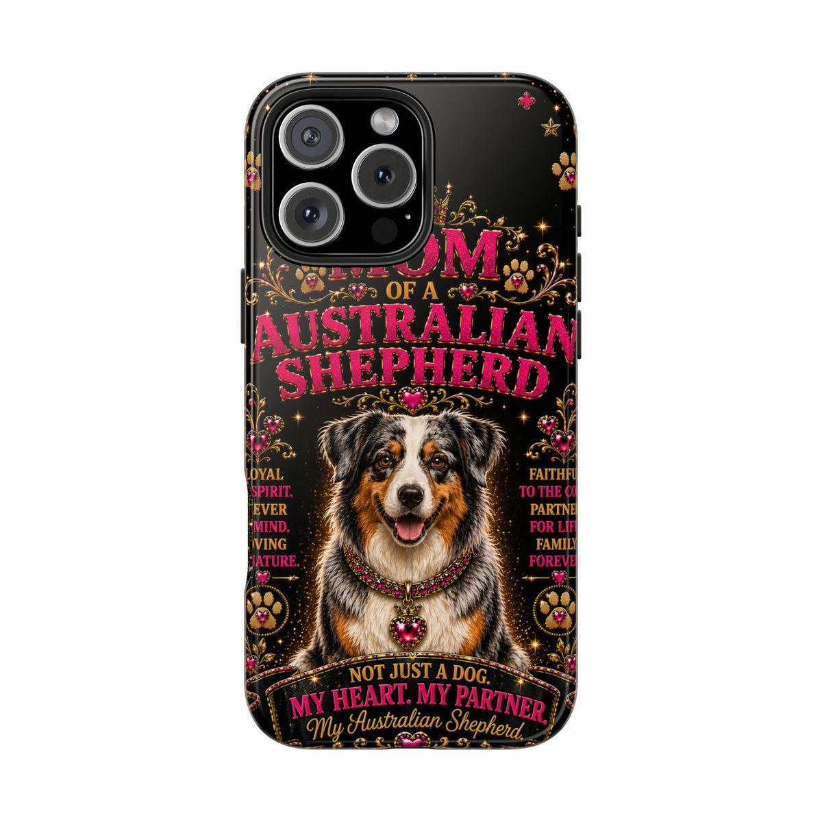 Australian Shepherd Dog Mom Glitter Phone Case My Heart My Partner Vintage Aussie Lover Gift for iPhone & Samsung