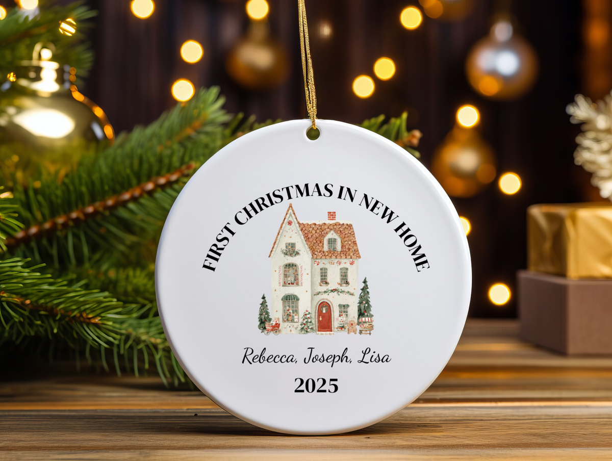 First Christmas in Our New Home Personalized Ornament  Custom Name Holiday Keepsake 2025