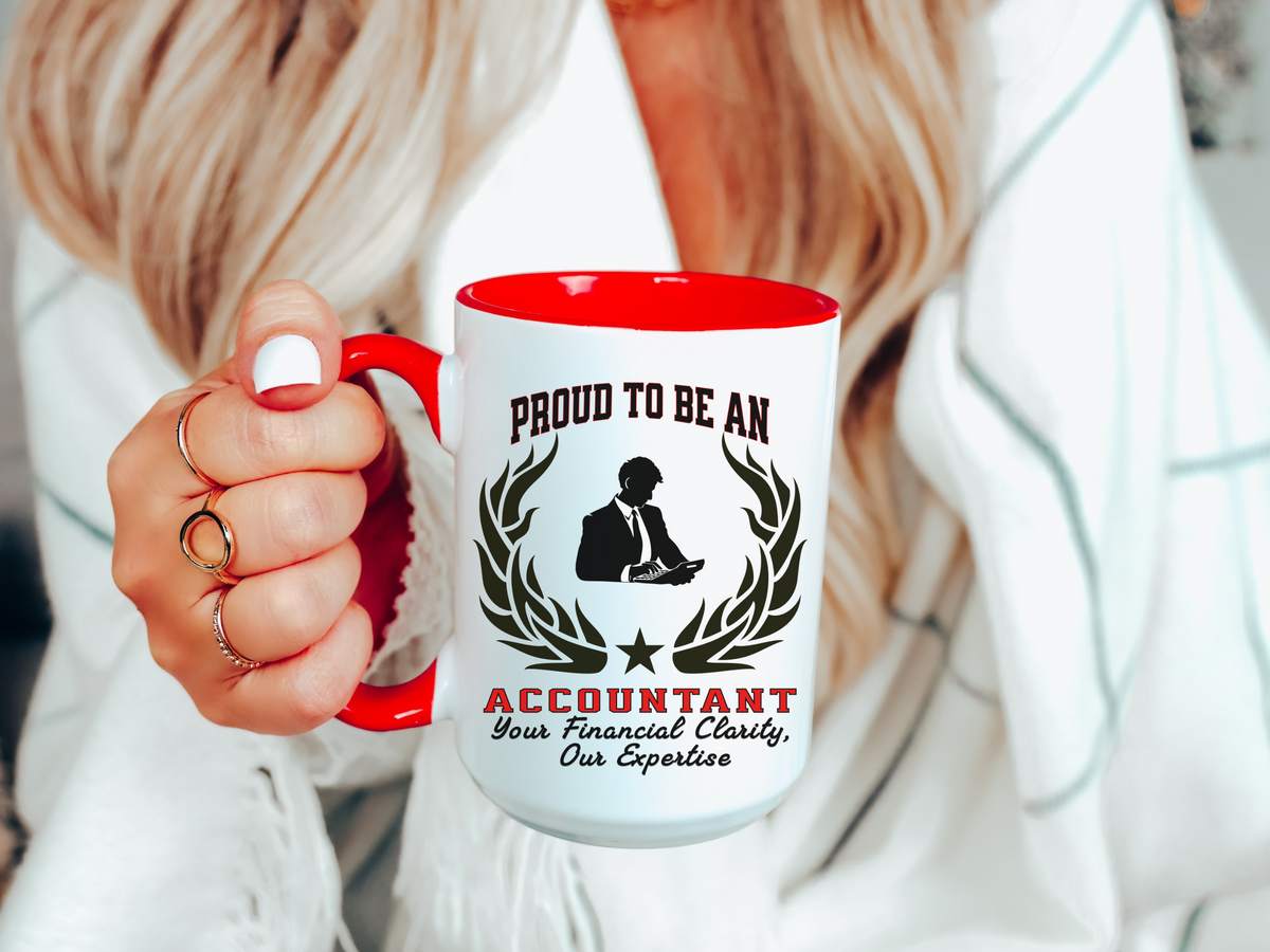 PROUD TO BE AN ACCOUNTANT Accent Coffee Mug – "Your Financial Clarity, Our Expertise" – Unique Ceramic Gift for CPAs & Finance Pros by New Edge Gifts and Novelties
