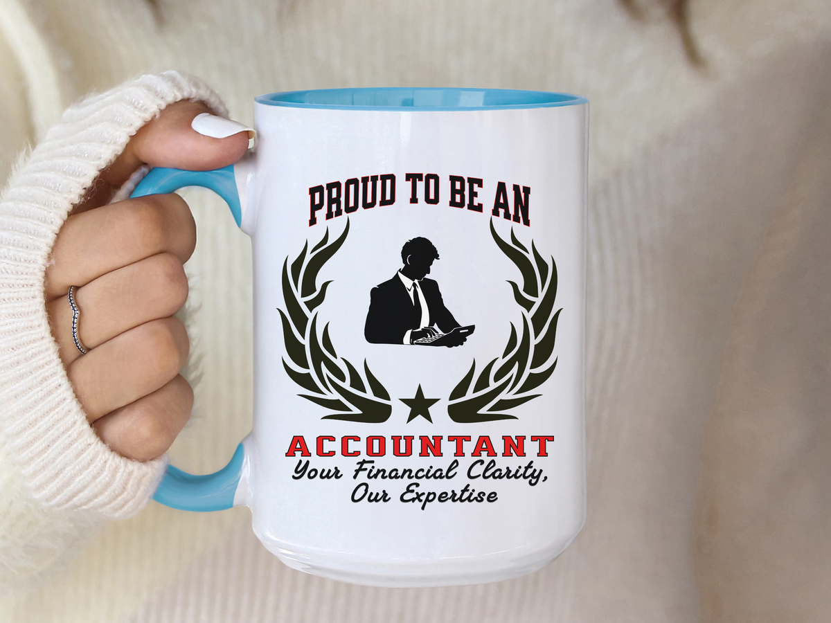 PROUD TO BE AN ACCOUNTANT Accent Coffee Mug – "Your Financial Clarity, Our Expertise" – Unique Ceramic Gift for CPAs & Finance Pros by New Edge Gifts and Novelties