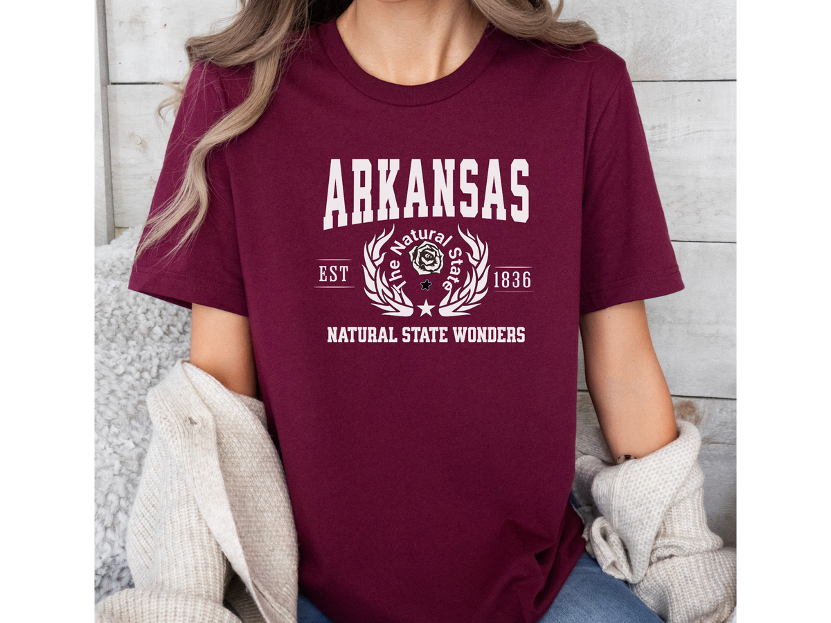 Arkansas Unisex Collegiate State T Shirt Vintage College Style Arkansas Graphic Tee Natural State Pride Shirt