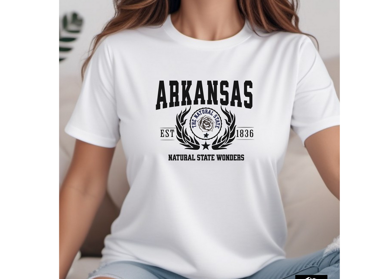 Arkansas Unisex Collegiate State T Shirt Vintage College Style Arkansas Graphic Tee Natural State Pride Shirt