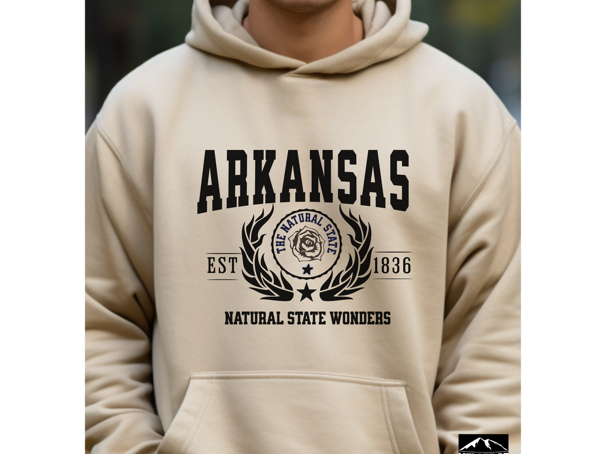 Arkansas State Legacy Hoodie – "Natural State Wonders" | Unisex Pullover | Cozy State Pride Sweatshirt
