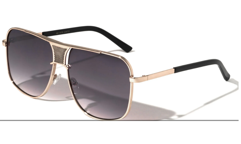 AV-1575 Squared Aviator Sunglasses with Front Grille | Bold Fashion Shield Frame | Modern Unisex Eyewear