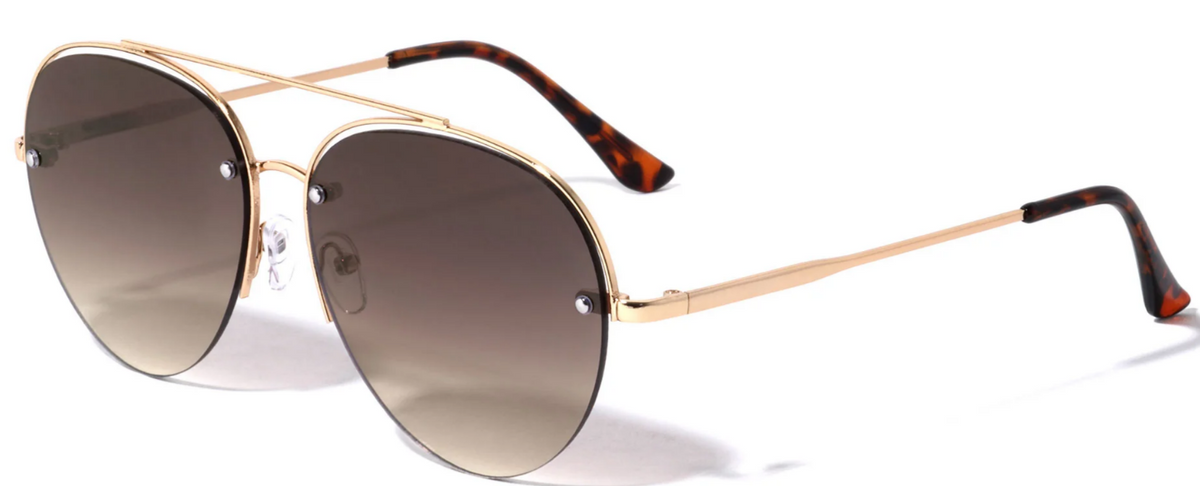 Rimless Tear Shape Aviator Sunglasses AV-1702 | Purple Lens Metal Frame | Lightweight Modern Retro Shades